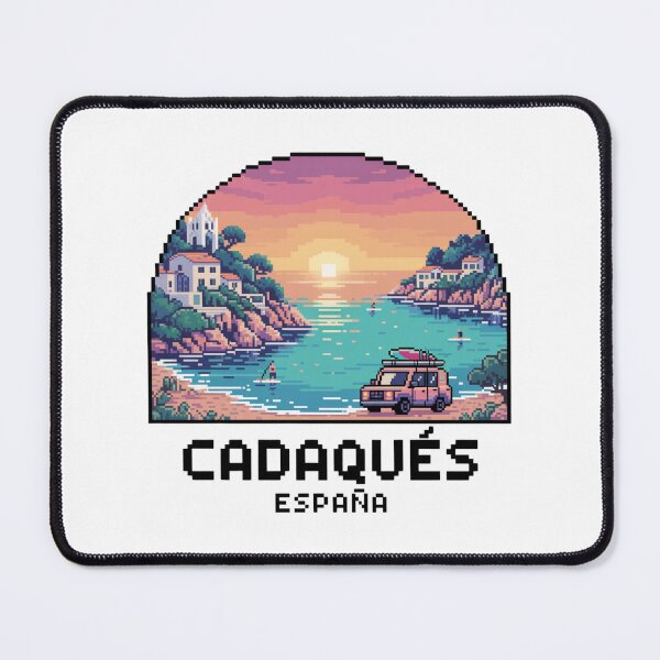 Item preview, Cadaqués Spain Pixel Sunset - Mediterranean Coastal Pixel Art designed and sold by CircinusStore.