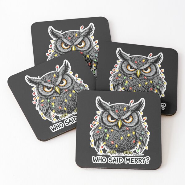 Item preview, Angry Owl – “Who Said Merry?” | Funny Christmas Owl Design designed and sold by ColorSplash123.