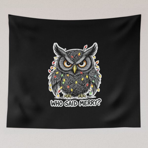 Item preview, Angry Owl – “Who Said Merry?” | Funny Christmas Owl Design designed and sold by ColorSplash123.