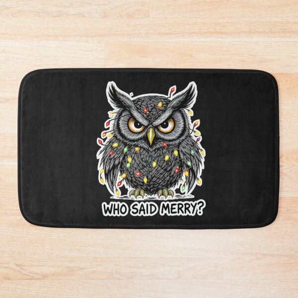 Item preview, Angry Owl – “Who Said Merry?” | Funny Christmas Owl Design designed and sold by ColorSplash123.
