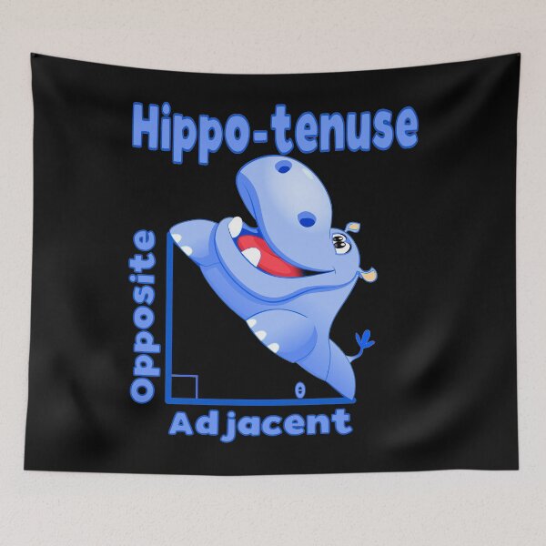 Item preview, Funny Nerdy Trigonometry Opposite Adjacent Hippotenuse Blue Hippomatus Math Teacher Black Text designed and sold by MathWare MathClips.