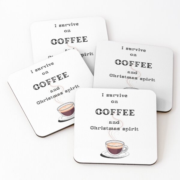 Item preview, I Survive on Coffee and Christmas spirit – Funny Coffee Quotes for Coffee Lovers, Sarcastic Office Humor, Coffee Addict Gift designed and sold by digitalbitcraft.