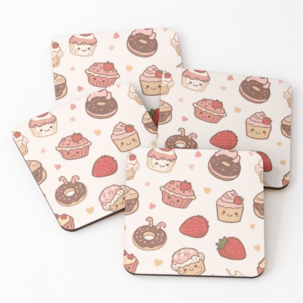 Item preview, Kawaii Strawberry Treats Pattern Cute Cupcakes & Donuts designed and sold by Trueways.