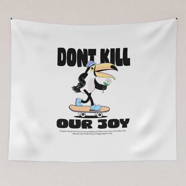 Item preview, Skateboarding Toucan with Flower – Cute Grateful Bird Illustration designed and sold by Heytoucan.