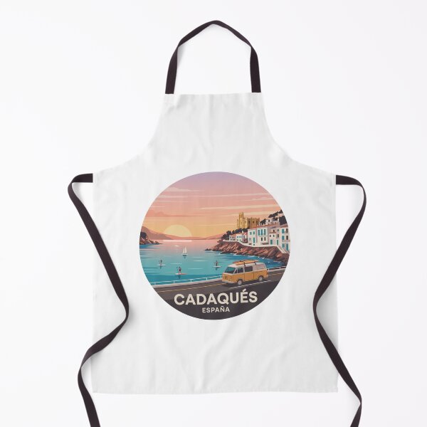 Item preview, Cadaqués Spain Sunset - Retro Mediterranean Coastal Illustration designed and sold by CircinusStore.