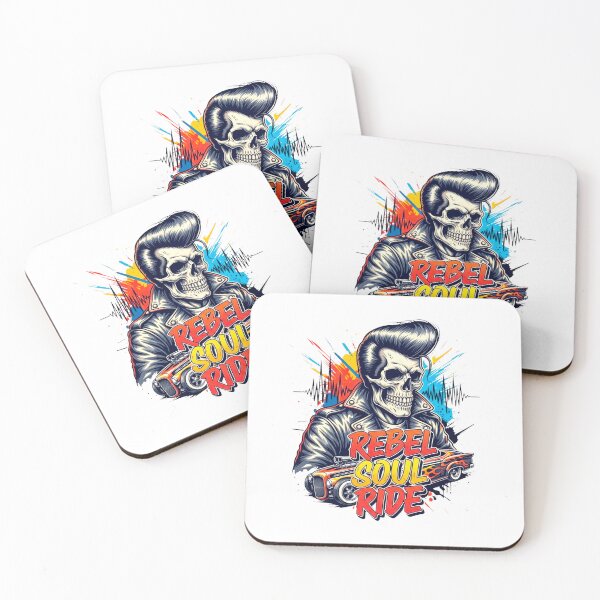 Item preview, Rockabilly Greaser Skull Hot Rod designed and sold by SholoStudio.
