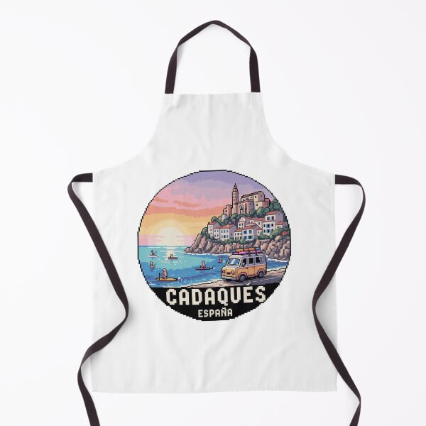 Item preview, Cadaqués Spain Pixel Art - Mediterranean Sunset Coastal Scene designed and sold by CircinusStore.