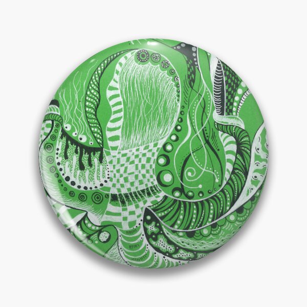 Item preview, Green Biomorphic Stippling – Psychedelic Ink Drawing designed and sold by Cat N' Doodles.