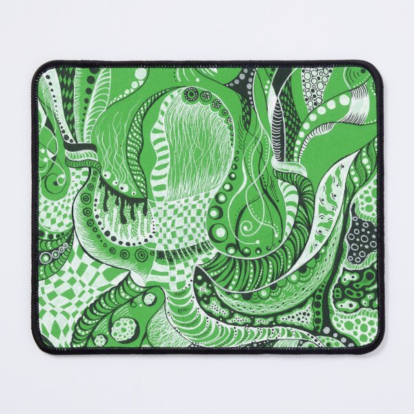 Item preview, Green Biomorphic Stippling – Psychedelic Ink Drawing designed and sold by Cat N' Doodles.