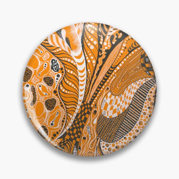 Item preview, Orange Biomorphic Stippling – Psychedelic Ink Drawing designed and sold by Cat N' Doodles.