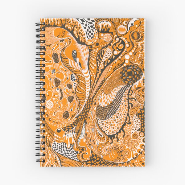 Item preview, Orange Biomorphic Stippling – Psychedelic Ink Drawing designed and sold by Cat N' Doodles.