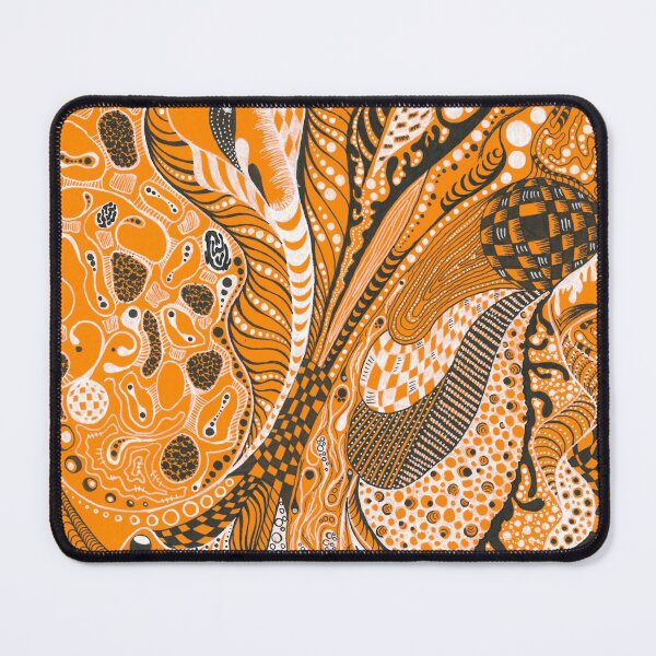 Item preview, Orange Biomorphic Stippling – Psychedelic Ink Drawing designed and sold by Cat N' Doodles.
