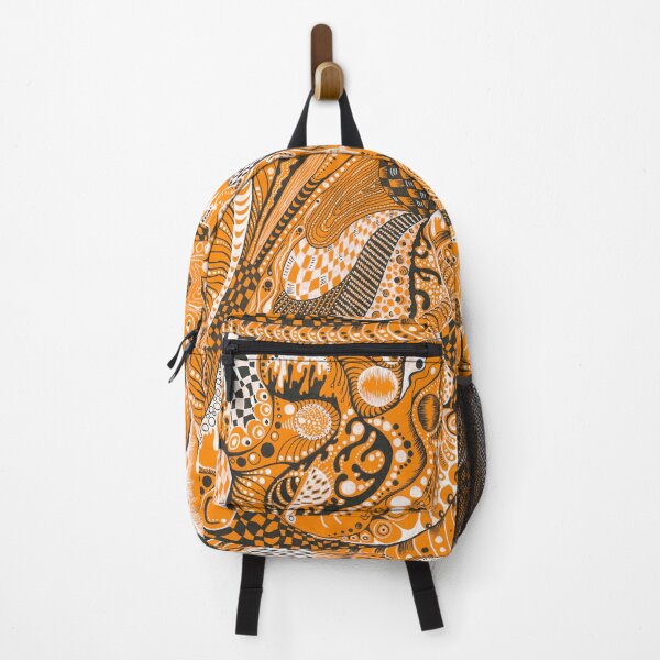 Item preview, Orange Biomorphic Stippling – Psychedelic Ink Drawing designed and sold by Cat N' Doodles.