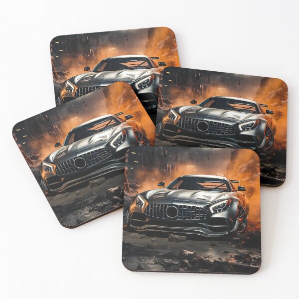 Item preview, Aggressive Silver Supercar Surrounded By Explosive Ruins designed and sold by RevUpDesign.