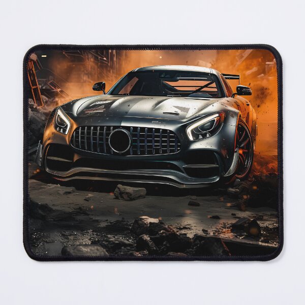 Item preview, Aggressive Silver Supercar Surrounded By Explosive Ruins designed and sold by RevUpDesign.