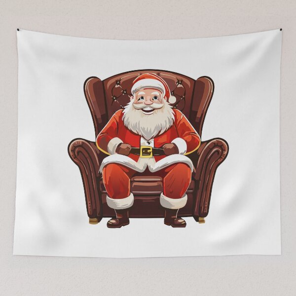 Item preview, Merry christmas greeting card. Santa Claus is sitting in large and comfortable chair, Cartoon Santa Claus sitting in  big armchair designed and sold by Danler.