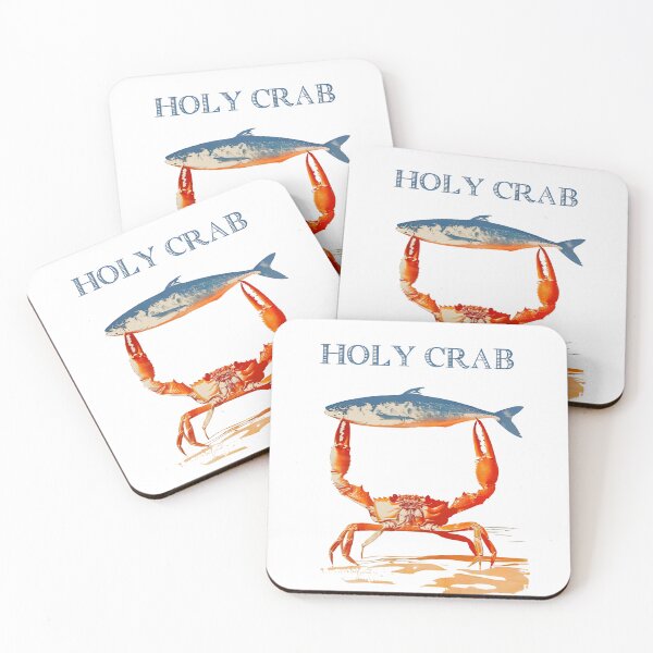 Item preview, Holy Crab Catching Fish — Funny Seafood Vintage Illustration designed and sold by Colorful-Garden.