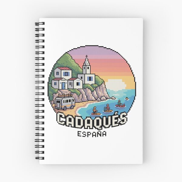 Item preview, Cadaqués Spain Pixel Art - Retro Mediterranean Coastal Scene designed and sold by CircinusStore.
