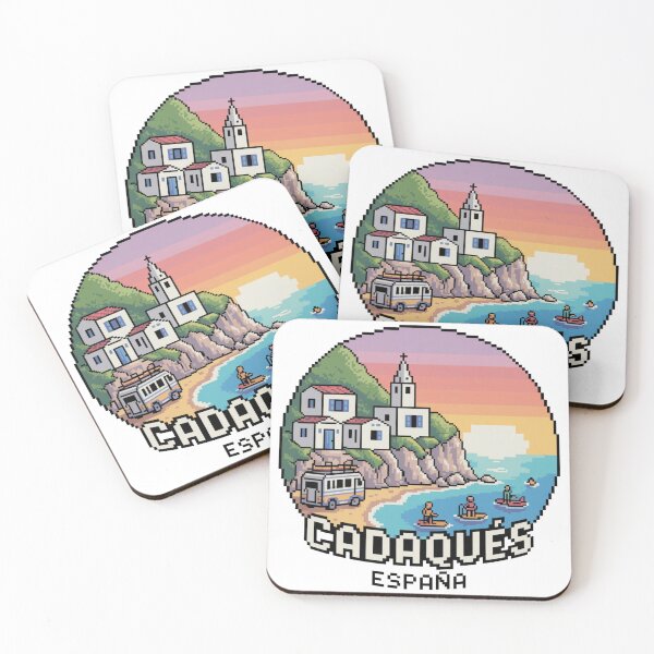 Item preview, Cadaqués Spain Pixel Art - Retro Mediterranean Coastal Scene designed and sold by CircinusStore.