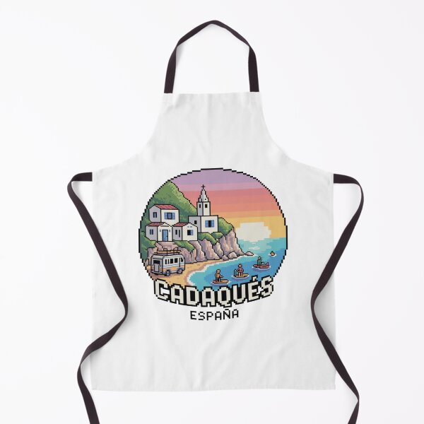 Item preview, Cadaqués Spain Pixel Art - Retro Mediterranean Coastal Scene designed and sold by CircinusStore.