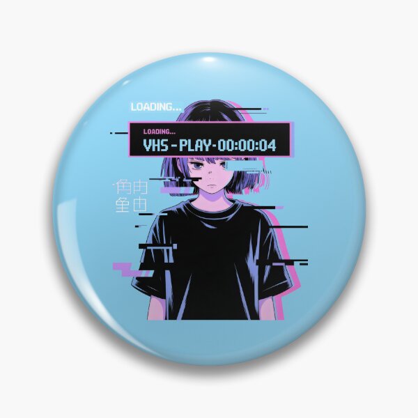 Item preview, VHS Loading Glitch Art Japanese Cyberpunk Portrait Design designed and sold by SplashTastic.