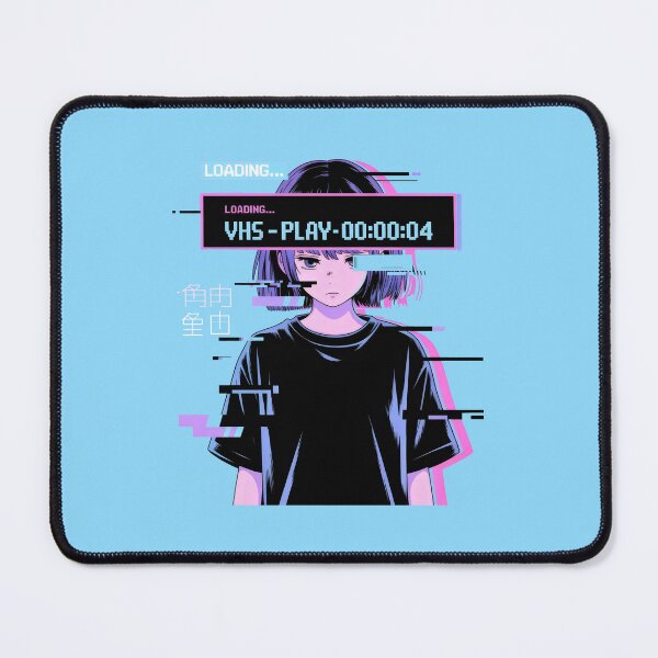 Item preview, VHS Loading Glitch Art Japanese Cyberpunk Portrait Design designed and sold by SplashTastic.
