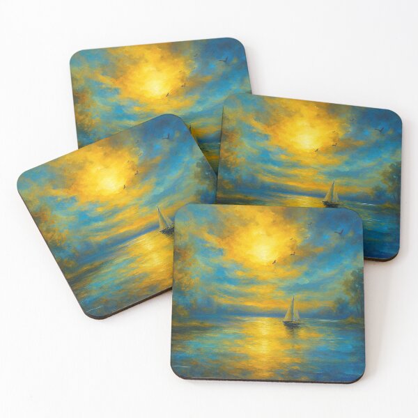 Item preview, Golden Serenity Sunset Sailboat on Tranquil Lake designed and sold by Joey Santiago.