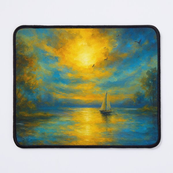 Item preview, Golden Serenity Sunset Sailboat on Tranquil Lake designed and sold by Joey Santiago.