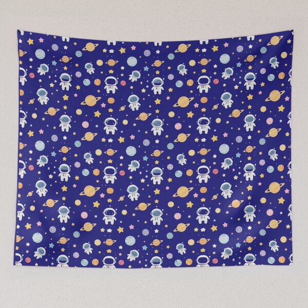 Item preview, Cute Space Pattern – Stars, Planets & Astronauts | Kawaii Galaxy Design for Bedding & Home Decor designed and sold by HappySproutArt.