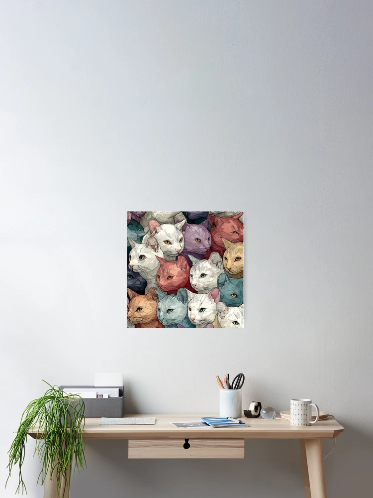 Thumbnail 2 of 3, Poster, Powdery cats pattern designed and sold by SmileshareShop.