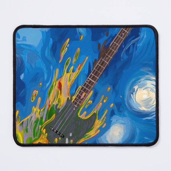 Item preview, Starry Bass Night: Flaming Bass Guitar Art designed and sold by WitchingInk.