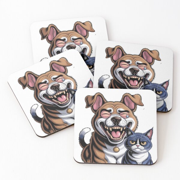 Item preview, Funny Dog vs Cat - Laughing Puppy and Annoyed Kitty designed and sold by The Grumpy Pet Club.