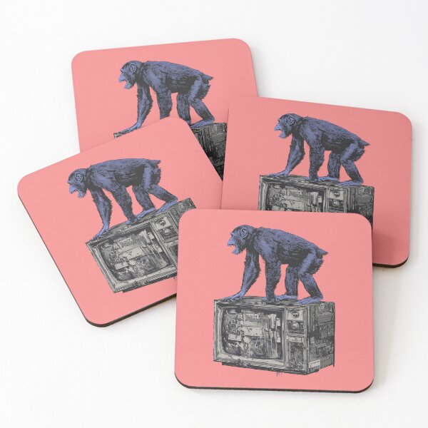 Item preview, Angry Chimp on Vintage TV – Surreal Pop Art designed and sold by Mystikos Art.