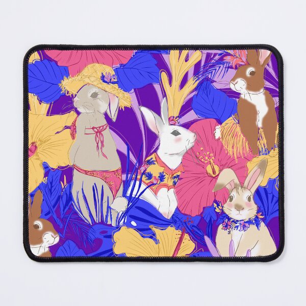 Item preview, Cute Rabbits Tropical Island Illustration designed and sold by elenabdesigns.
