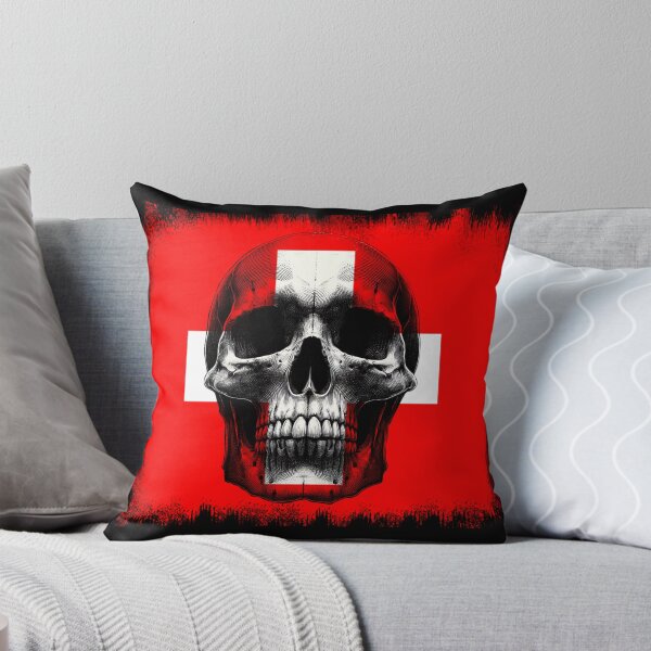 Item preview, SWITERLAND SKULL FLAG NATION RAREART COUNTRY HALLOWEEN #ogirdor designed and sold by ogirdorgraphics.