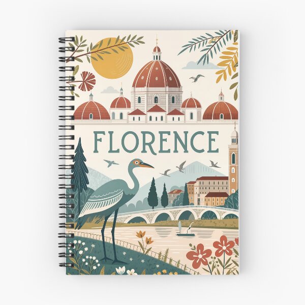 Item preview, Florence Italy Travel Poster – Duomo Cathedral Art with Heron and River Scene designed and sold by Witsprings.