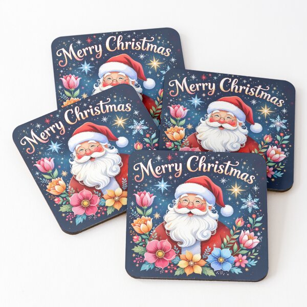 Item preview, Santa in lovely colors and winter flowers, Merry Christmas designed and sold by Magixa.