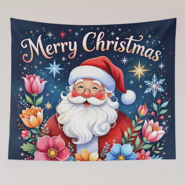 Item preview, Santa in lovely colors and winter flowers, Merry Christmas designed and sold by Magixa.