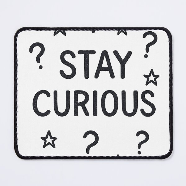 Item preview, “Stay curious.” — little doodle stars and question marks designed and sold by Stoneriez.