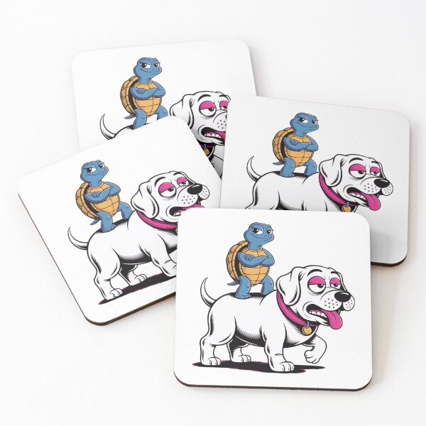 Item preview, Funny Blue Turtle Riding a Tired White Dog designed and sold by The Grumpy Pet Club.