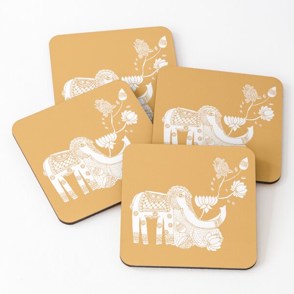 Item preview, Yellow Elephant Madhubani Design designed and sold by umasharda.