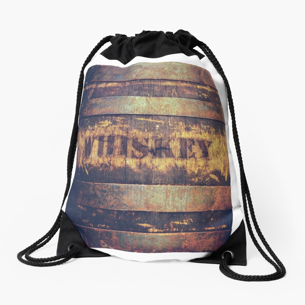 Rustic American Whiskey Barrel Drawstring Bag