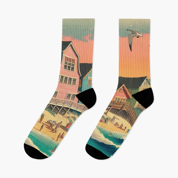 Item preview, Ukiyo-e Seaside Beach Scene – Edo-Style Coastal Art of Seaside, USA designed and sold by Vandy Fullam.