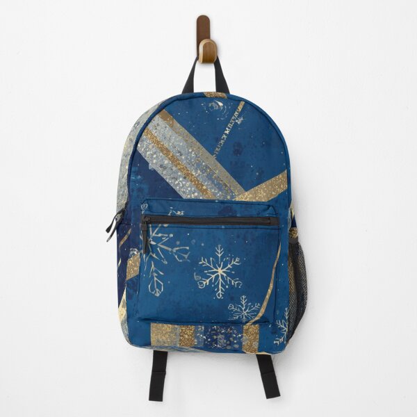 Item preview, Blue Gold Snowflake Geometric Winter Art designed and sold by Harmonic_Layers.