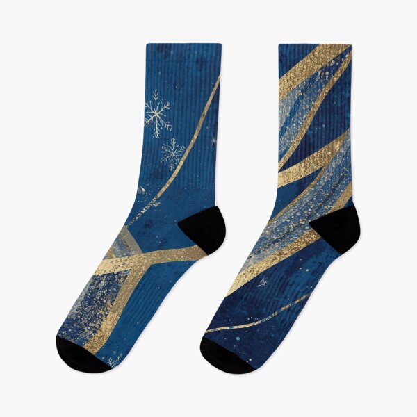 Item preview, Blue Gold Snowflake Geometric Winter Art designed and sold by Harmonic_Layers.