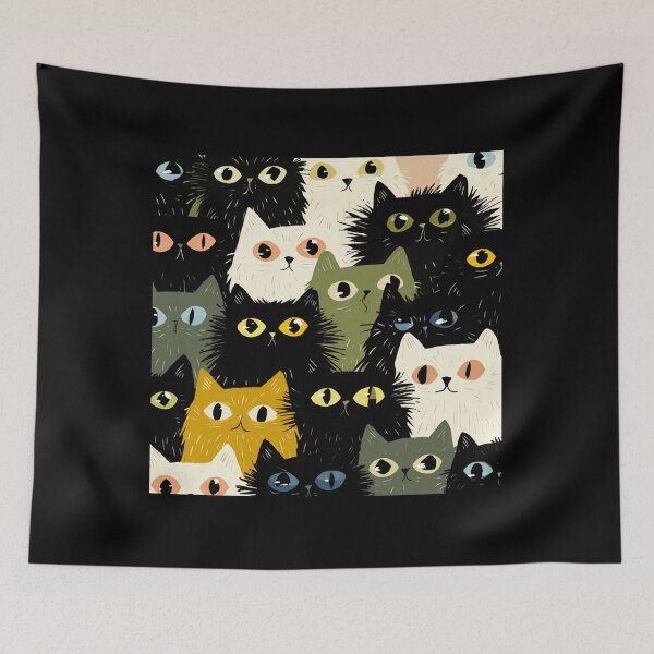 Item preview, Hairy cats big eyes pattern designed and sold by SmileshareShop.