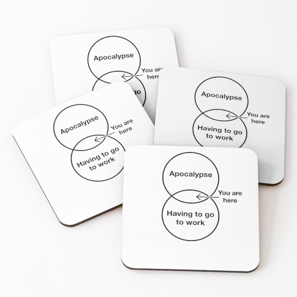 Item preview, Funny Nerdy Apocalypse Having to Go to Work You are Here Venn Diagram Math Teacher Black Text designed and sold by MathWare MathClips.