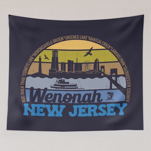 Artikelvorschau, Wenonah New Jersey Sunset Retro Vintage Lokalstolz Logo entworfen und verkauft von CRHPOD20.