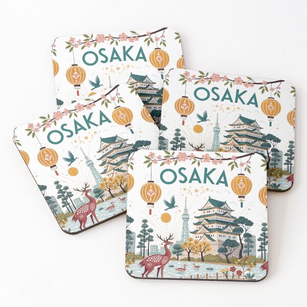 Item preview, Osaka Japan Castle Autumn Illustration – Whimsical Nature and Landmarks Art designed and sold by Witsprings.