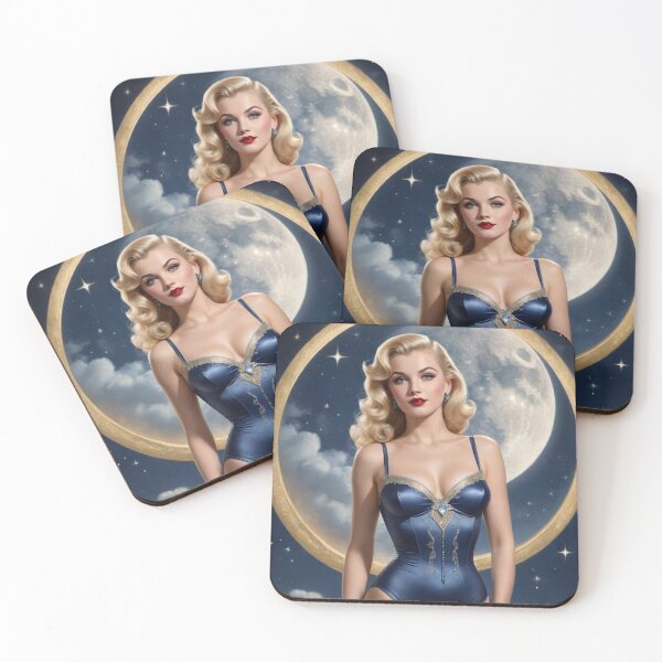 Item preview, Vintage 1940s Pin-Up – The Moon Tarot Card | Retro Celestial Glamour Poster designed and sold by MissSaylor.